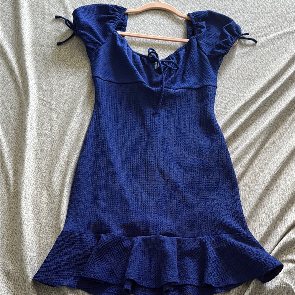 Elegant Blue Ruffle Dress (S)